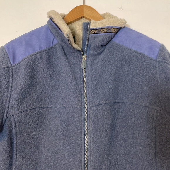 Cabelas Jacket Womens Medium Blue Sherpa Berber Fleece Southwestern Aztec Heavy - Picture 2 of 10